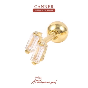 CANNER Mini Cross Singur Rând de Diamante Pendientes Plata Argint 925 Cercei Pentru Femei Piercing-ul Stud Cercei 2021 Trend