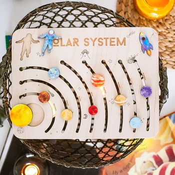 De Dimensiuni mari din Lemn Montessori Sistem Solar Bord Planete Spațiu Puzzle Jucării Educaționale Timpurii Bord din Lemn pentru Copii Cadou de Ziua