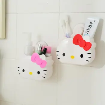 Kawaii Sanrio Hello Kitty Cutie Depozitare Punch-Gratuit, Montat Pe Perete, Titularul Periuta De Dinti Multi-Scop Baie Machiaj Perie De Stocare Cadou