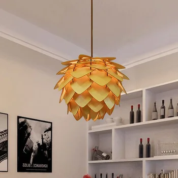 Nordic Candelabru din Lemn DIY IQ Elemente de Puzzle pinecone pandantiv lampă de Bucătărie, sala de Mese Bar pinecone corpuri de iluminat