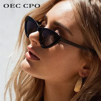 OEC CPO Negru Vintage Ochi de Pisica ochelari de Soare Femei de Moda Gradient Cadru Mic Ochi de Pisica Ochelari de Soare Femei Designer de Brand UV400 O49