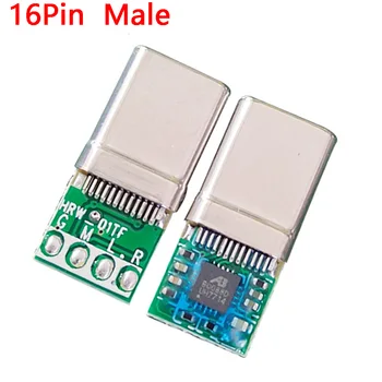 1-10BUC USB 3.1 Tip-C Conector 16Pin frecvență audio de sex Masculin Soclu Priză Adaptor pentru Sârmă de Lipire Suport de Cablu PCB Bord