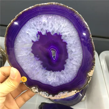 12-15CM Cristal Violet AGAT PLACA de Geode Felie Minerale Coaster de Vindecare Reiki Decor