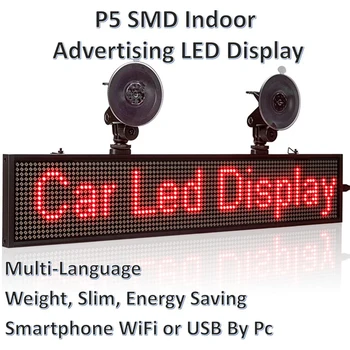 12V Vehicul LED Display Ecran de Interior Wireless APP Programabile Defilare Roșu Mesaj Mașină de Bord P5MM SMD Multi-limba 50cm