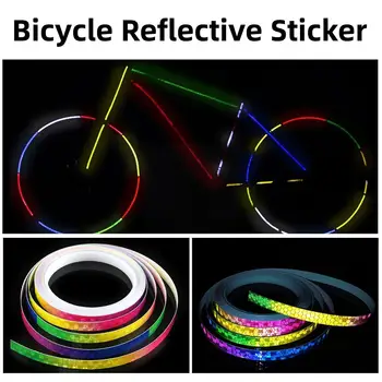 1cm*8m Bicicleta Autocolante Reflectorizante Fluorescente Biciclete Mtb Biciclete Casete de Siguranță Pentru Biciclete Casca Motocicleta Scuter B7b8