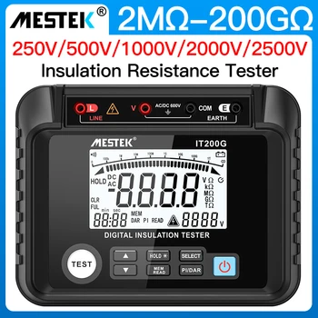 200GΩ 2500V Digital Rezistenta de Izolatie Tester 1000V 20GΩ LCD Mare Precizie Megger Metru AC/DC Tensiunea de Date a Stoca măsurătorile cu megaohmetrul