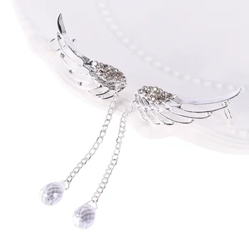 2020 Moda Genial calitate Aripă de Înger Argint Placat cu Lanț de Cristal Picătură Legăna Manșetă de Ureche Stud Clip Cercei pentru Fata ca cadou