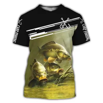 2021 Frumos Crap Pescuit 3D Peste Tot de Imprimare pentru Bărbați T-Shirt de Moda Harajuku Maneca Scurta Tricou de Vara Streetwear Unisex T-Shirt