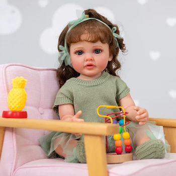 22inch Corp Plin Silicon Moale Vinil Renăscut Copilul Fata Papusa Betty 3D Pielea Vene Vizibile Mână de Rădăcini de Păr Cadouri Pentru Copii