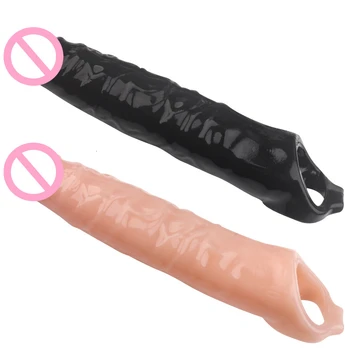 28cm Reutilizabile Penis Sleeve Mare Penis Extender Prezervativ Penis Extension Dick Enlargemen Jucarii Sexuale pentru Barbati Extindere de Timp de Întârziere