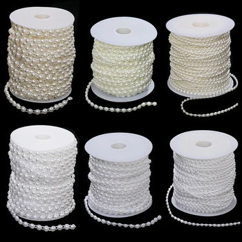 2M 5M Perle Artificiale Margele Lanț de Luare de Bijuterii Margele semi-rotunde Abs Bumbac Linie Lanț Naturale Ambarcațiuni DIY Decorare Nunta