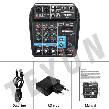 4 Canale Audio Mixer de Sunet de Amestecare DJ Console USB cu 48V Putere pentru PC Record de Calculator Difuzat Live Mixere Profesionale
