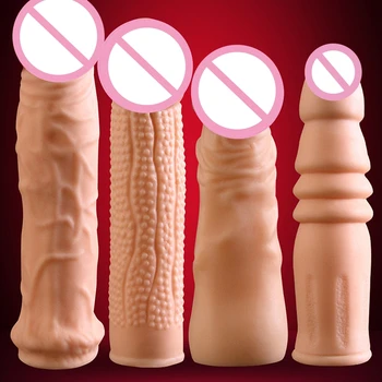 4 Dimensiuni Extrem De Elastic Penis Extender Manșon De Silicon Reutilizabile Prezervative Intarziere Ejaculare Penis Adult Erotic Jucarii Intime Bunuri