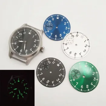 42mm Safir de Sticlă Ceasul Caz+Dial+Mâinile Verde Luminos din Oțel Inoxidabil Caz, se Potrivesc 6497 st3600 Mână de Lichidare mecanism de ceas