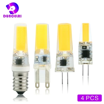 4BUC/LOT G4 G9 E14 Bec LED 3W 6W AC/DC 12V 220V Lampă cu LED-uri COB lumina Reflectoarelor Candelabru Înlocui Lămpile cu Halogen Rece/alb Cald