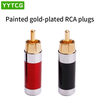 4buc Placat cu Aur Conector RCA RCA Male Plug Adaptor Audio/Video Conector de Sârmă Blocabil Reglabil Audio Mufa Rca Plug de sex Masculin