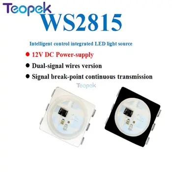 50~1000PCS WS2815 Chip de LED-uri 5050 RGB de Control Inteligent Semnal de Break-point Transmisie Continuă Plin de Culoare Adresabile DC12V