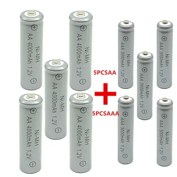 5Pcs AA 4000MAh + 5 buc AAA 3000MAh Baterii Reîncărcabile Ni-MH.