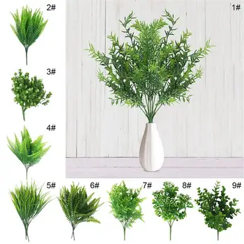7 Furculita apă iarba Eucalipt Plastic Plante Artificiale Iarba Verde de plastic de Plante flori de Nunta Decor Acasă Tabelul Decoruri