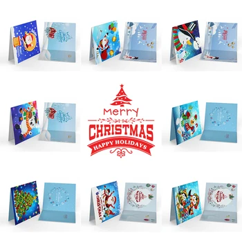 8pcs Crăciun DIY Diamant Pictura Felicitari 5D Desene animate de Ziua cărți Poștale Copii Festivalul Broderie Salut Card de Animale Drăguț