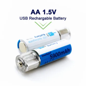 AA 1.5 V Baterie 5900mAh USB Reîncărcabilă Litiu-Ion Baterie AA 1.5 V Baterie pentru Control de la Distanță Jucărie Lumina Baterie+Transport gratuit