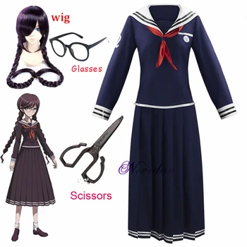 Anime Danganronpa Toko Fukawa Cosplay Costum Dangan-Ronpa Uniformă Școlară Set Haine Și O Perucă, Ochelari De Foarfece