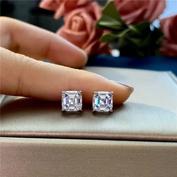 Asscher Tăiat 1.5 ct Laborator Diamant Cercei Stud 100% Reale 925 de Bijuterii de argint Logodna Nunta Cercei pentru Femeile de Mireasa