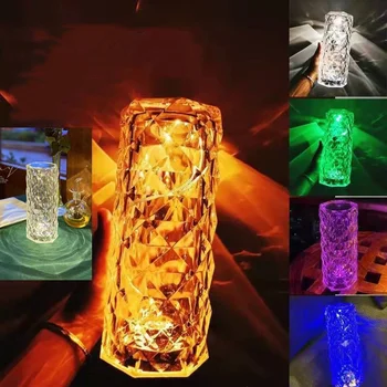 Bar Modern Lampa de Masa Cristal de Sticlă Lampă cu LED-uri a Crescut LightsTable Lampa pentru Noptiera Dormitor Lampa de Control Tactil cu Lumina de Noapte Lampa de Birou