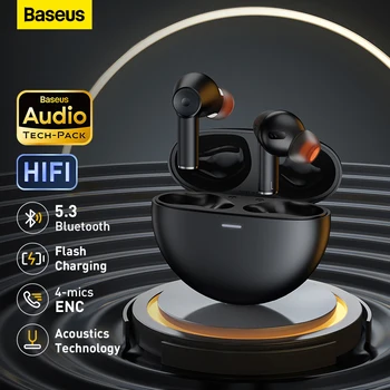 Baseus Bowie EX TWS Căști 5.3 Căști Bluetooth,Anulare a Zgomotului Căști,Gaming Headset,Wireless Căști,4-Mic ENC