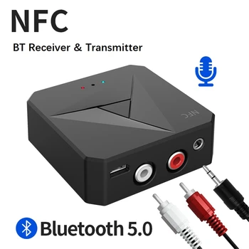 Bluetooth-compatibil 5.0 Receptor Transmițător de 3,5 mm A2DP/AVRCP Muzica Audio Wireless Adaptor de Apel Mic NFC Kit Auto Pentru TV Auto PE