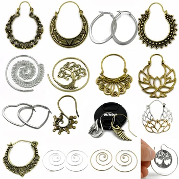 BOG-Pereche Alamă Trib Indian cu Margele Etnice Antic Design Spirală Drop Cercel Fermecător Bijuterii Legăna Ureche Piercing bijuterii