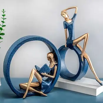 Cerc de Yoga Fata de Lectură Figurina Desktop Sculptura Statuie Aniversare Cadou de Artă Modernă Ornamente pentru Studiu Living Room Decor Acasă