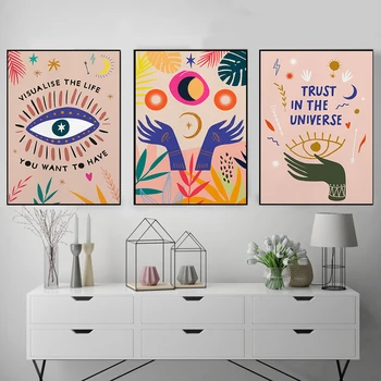 Citate motivationale Poster Boho Panza Pictura Abstractă Cadou Soarele și luna Arta de Perete Imaginile pentru Camera de zi Decor Acasă