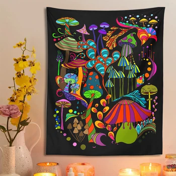 Ciuperci colorate Tapiserie de Perete 60 de Epocă Estetice Psihedelice de Fundal Colorate Boho pentru Camera Home Decor de Arta
