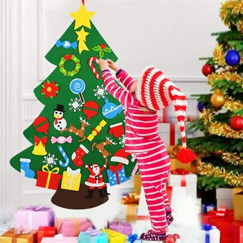 Copii DIY Simțit Pom de Crăciun și de auto-adeziv Ornamente pentru Copii de Anul Nou Cadouri pentru Crăciun 2021 Agățat de Perete Decor