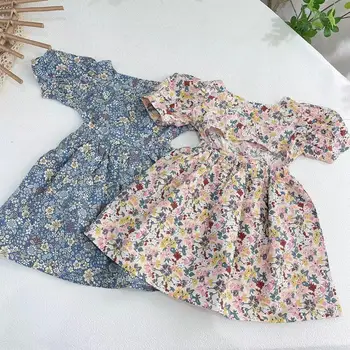 Coreea Moda Fata Rochie de Copii Copilul Haine de Vară Florale Rochie de Îmbrăcăminte pentru Copii pentru Fete Maneci Scurte Rochie Hallow