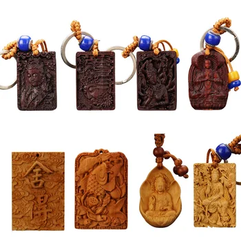 Creative Buddha Religioase Breloc Din Lemn Sculptură Mică Cheie Accesorii Decor Mic Cadou