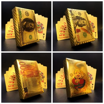Creative Mat Impermeabil Placare cu Aur față-verso Colorate din Plastic Masa de Poker Carti de Joc PVC Dolar EURO Grila de Imprimare Carduri