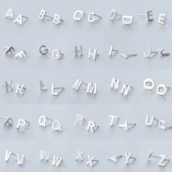 Culoare argintie 26-O-Z Scrisoare Inițială Stud Cercei Personalitate DIY Alfabet Numele Cercel Ureche Piercing Bijuterii Pendientes Brincos