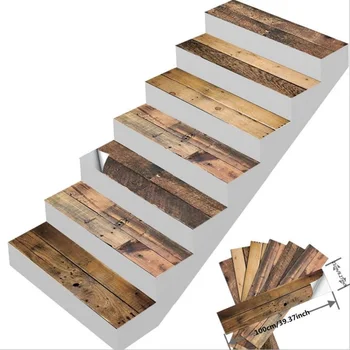 De Epocă din lemn de Cereale Scara Podea de Vinil Usi Autocolant Adeziv DIY Impermeabil Scara Tapet Pentru Scari Decal Decor Acasă