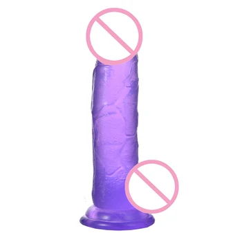 Dimensiune Mare Moda Jelly Vibrator Realist, 6.15 Cm Cristal Penis Ventuza Penis Urias Penis Artificial Penis Adult Jucarii Sexuale Pentru Femei
