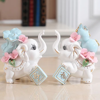 Drăguț De Mana Elefant Statuie Chineză Decor Acasă De Artă Decorativă Fengshui Figurina Masă Raft Ornament Nou Cadouri De Casă Nouă