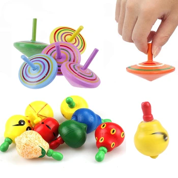 Drăguț Din Lemn Colorat Titirez Fructe Gyro Noutate Interesantă Jucarii Copii Copil Educaționale Montessori Clasic Mini Jucărie Pentru Copii