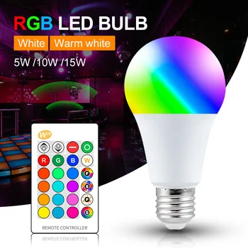 E27 RGB LED Lumină Bec 5W 10W 15W RGBW 220V 110V Estompat LED Lampada Schimbătoare Colorate RGBWW Lampa LED Cu Telecomanda IR