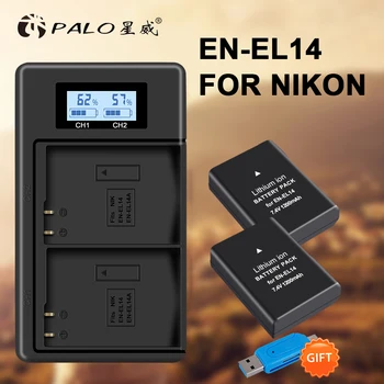 EN-EL14A EN-EL14 ENEL14 aparat de fotografiat baterie+LCD Dual USB Încărcător pentru Nikon D3100 D3200 D3300 D3400 D3500 D5600 D5100 D5200 P7000
