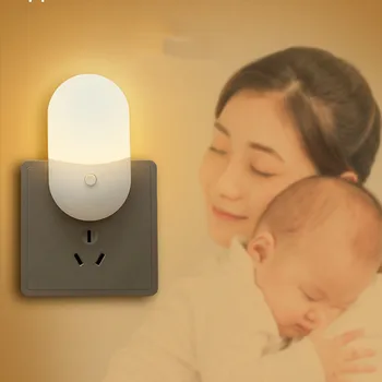 Estompat LED Lumina de Noapte Copilul Lampă 2 Culoare Copil de Dormit Lumină Dormitor Plug de Economisire a Energiei Drăguț Noptiera Interior Lumina de Urgență