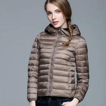 Femeile În Jos Jacheta Cu Gluga De 90% Alb Rață Jos Palton Cald Culoare Solidă Portabil Îmbrăcăminte Exterioară Ultra Light Jos Haina De Iarna