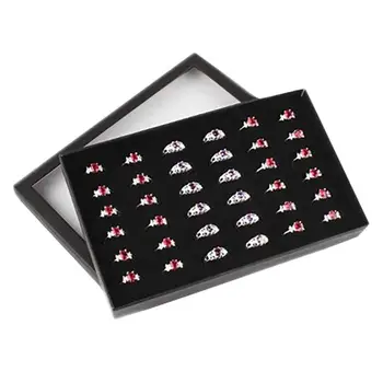 Fierbinte de Vânzare Fereastră Transparentă din PVC 36 Sloturi Cutie de Inel Tava de Depozitare Show Caz Cercei Bijuterii Titularul de Afișare Organizator Cutie de Inel