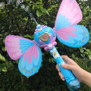 Fluture Cu Bule Pistol Cu Apa Fata De Baghetă Magică Energie Electrică Mașină De Bule De Săpun Automată Muzică Ușoară Pentru Copii Jucării În Aer Liber