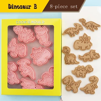 Forma de dinozaur Tăietori Cookie Plastic de Desene animate 3D Pressable Biscuit Mucegai Cookie Timbru produse de Patiserie de Copt Bakeware Decorare Tort Instrument